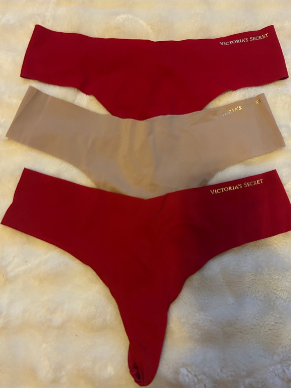Victoria's Secret Red & Nude Seamless Thong Set